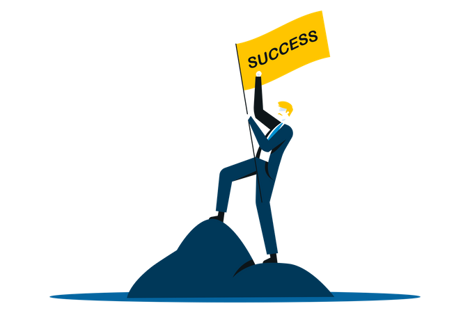 Businessman reached towards business success  Illustration