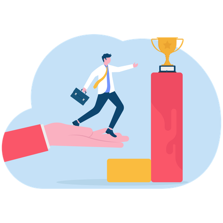 Businessman reaches business target  Illustration