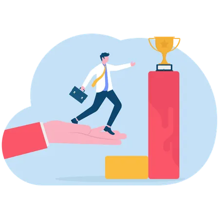 Businessman reaches business target  Illustration