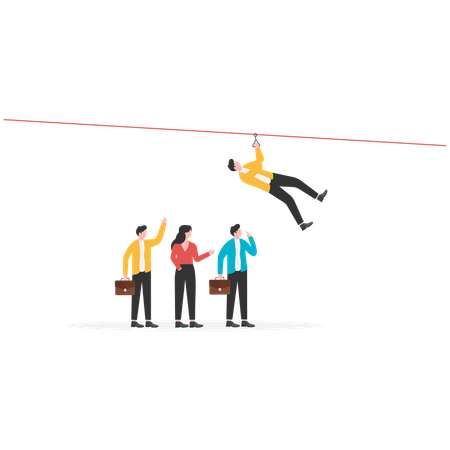 Businessman reaching business goal  Illustration