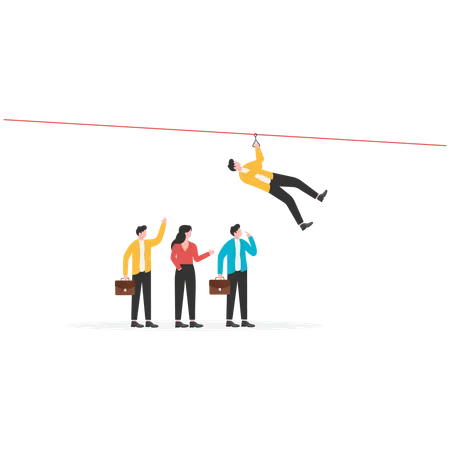 Businessman reaching business goal  Illustration