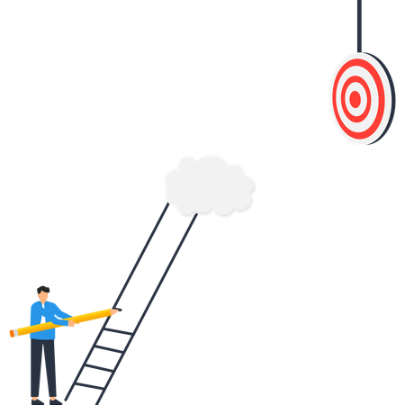 Businessman reaching business goal  Illustration