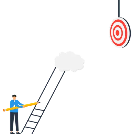 Businessman reaching business goal  Illustration