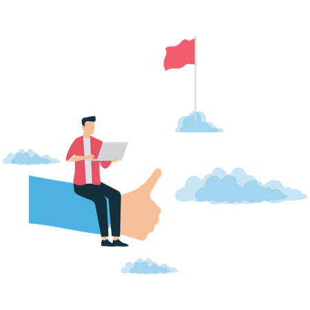 Businessman reaching business success goals  Illustration