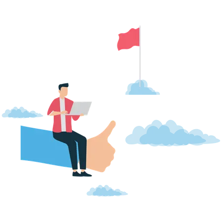 Businessman reaching business success goals  Illustration