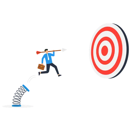 Businessman reaching business target  Illustration