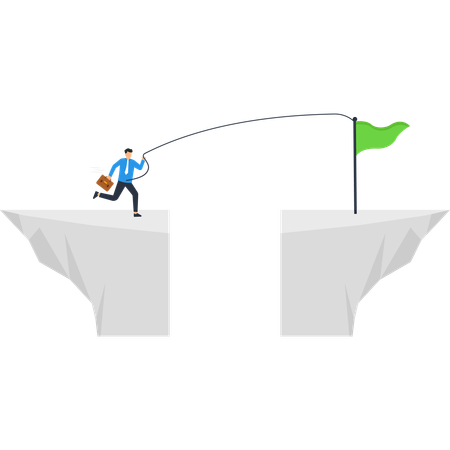 Businessman Reaching Goal  Illustration