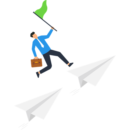 Businessman Reaching Goal Success  Illustration