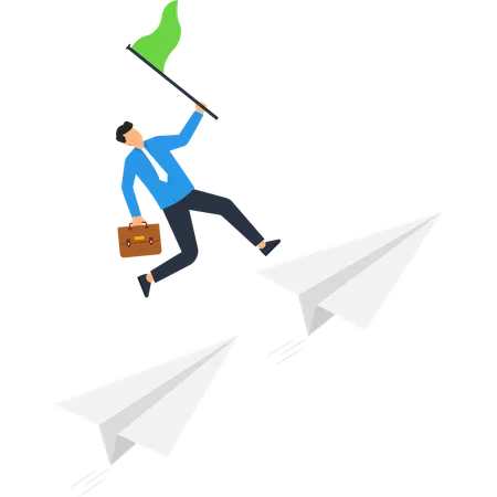 Businessman Reaching Goal Success  Illustration