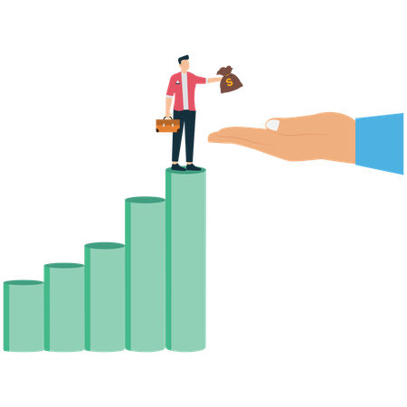 Businessman Reaching New Heights with Support  Illustration