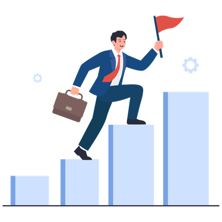 Businessman Reaching the Top with Determination  Illustration