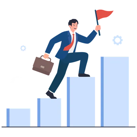 Businessman Reaching the Top with Determination  Illustration
