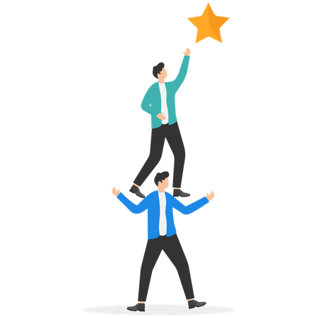 Businessman reaching to star  Illustration