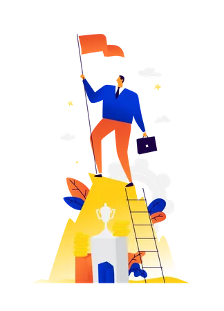 Businessman reaching to success  Illustration