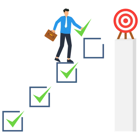 Focus On Business Goal Reaching Target Or Achievement Achieve Business Objective Or Purpose Motivation To Success Concept Illustration