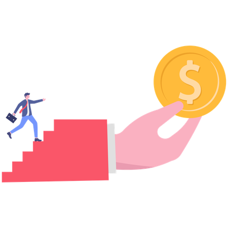 Businessman reacing finance goal  Illustration