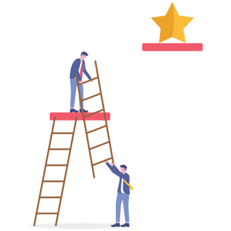 Businessman reacing to business goal  Illustration