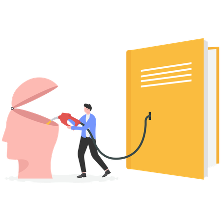 Businessman reading book for inspiration  Illustration