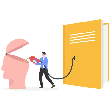 Businessman reading book for inspiration  Illustration