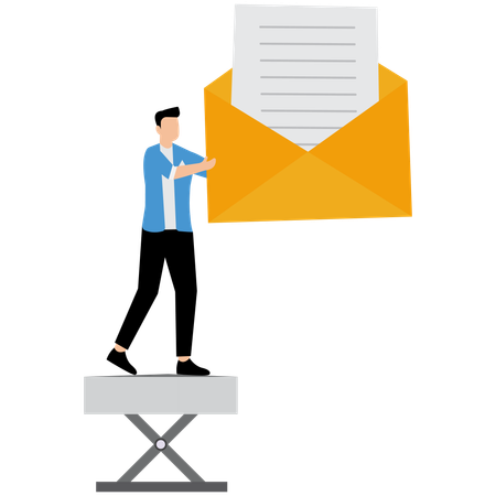 Businessman reading business email  Illustration