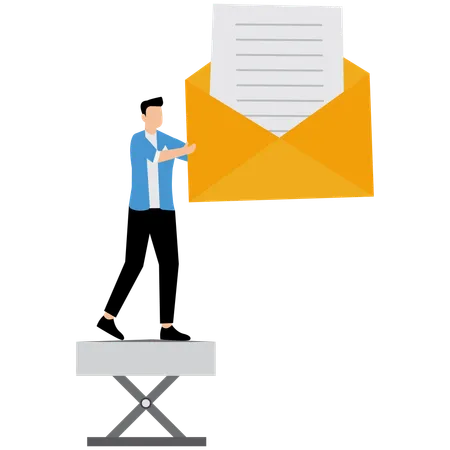 Businessman reading business email  Illustration