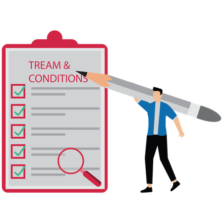 Businessman reading checklist of rules and regulation standards  Illustration