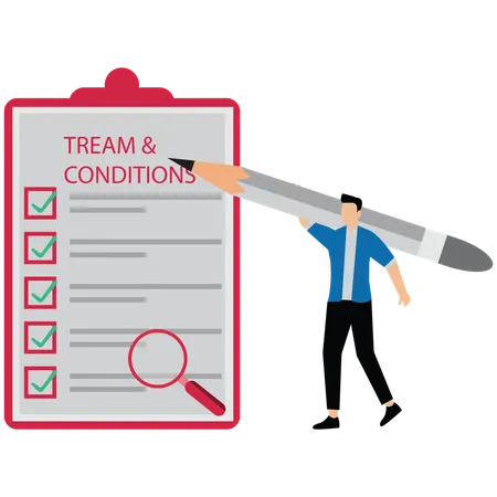 Businessman reading checklist of rules and regulation standards  Illustration