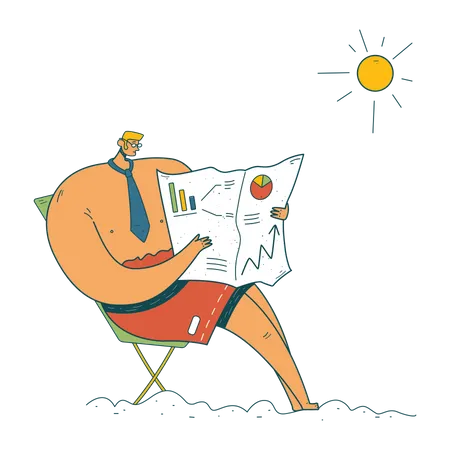 Businessman reading daily newspaper Illustration