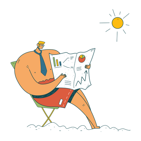 Businessman reading daily newspaper  일러스트레이션