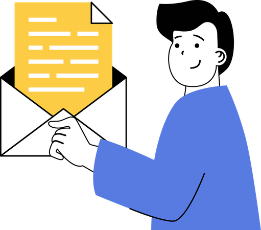 Businessman reading mail  Illustration