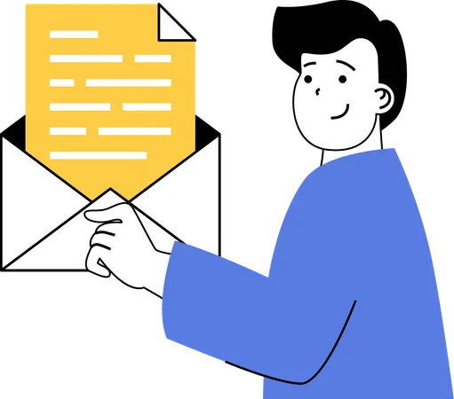 Businessman reading mail  Illustration