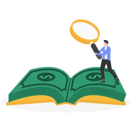 Businessman reading money book  Illustration