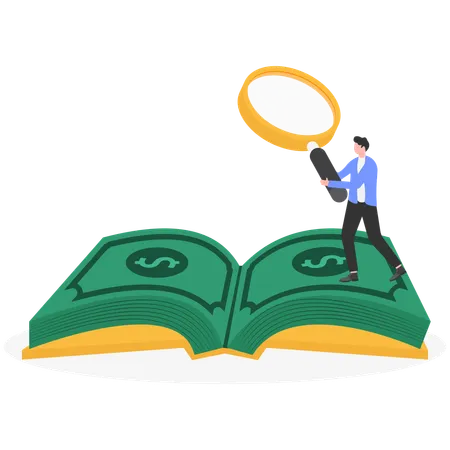 Businessman reading money book  Illustration