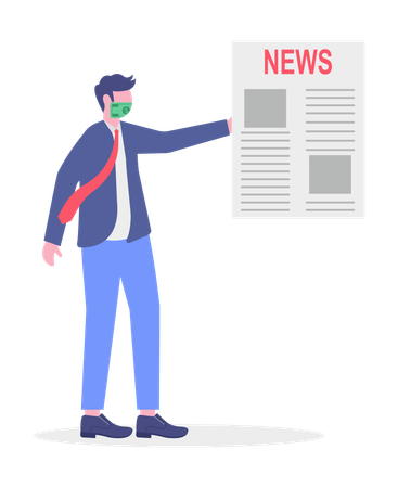 Businessman Reading News Paper  Illustration