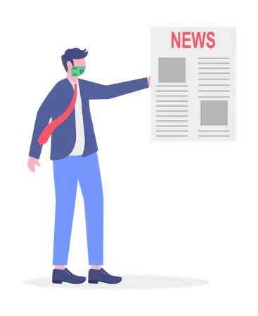 Businessman Reading News Paper  Illustration