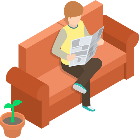 Businessman reading newspaper Illustration