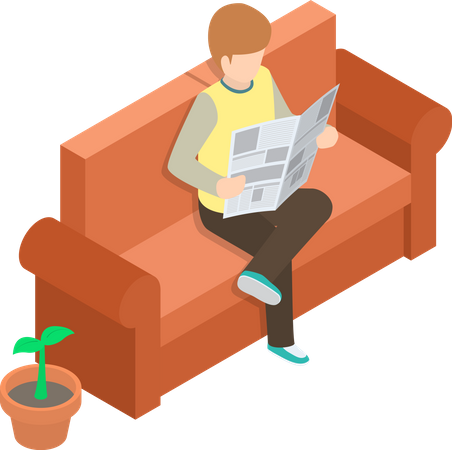 Businessman reading newspaper  Illustration