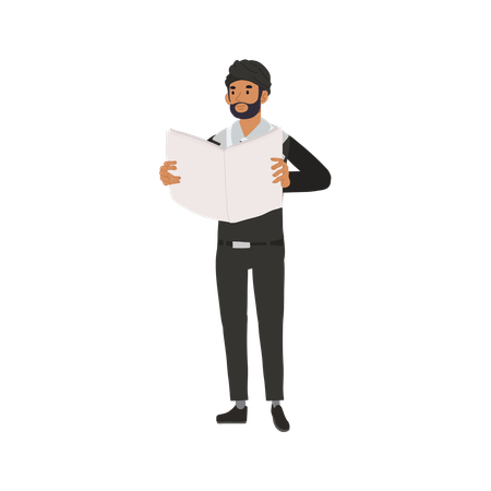 Businessman reading newspaper  Illustration