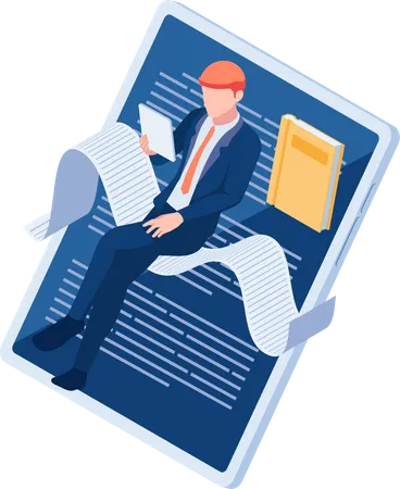 Businessman Reading online book Illustration