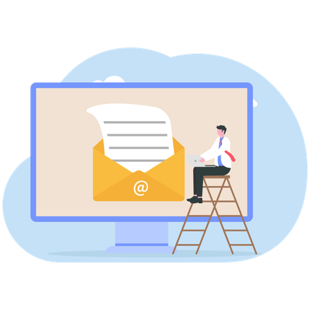 Businessman reading online email  Illustration