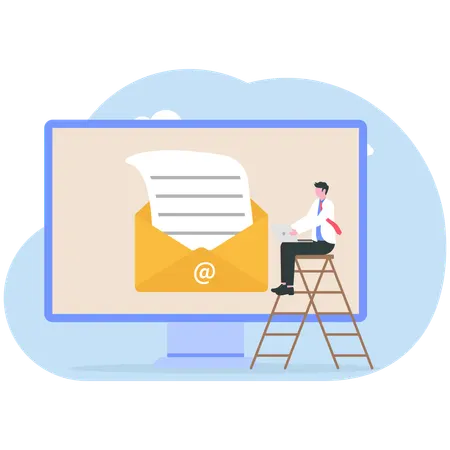 Businessman reading online email  Illustration
