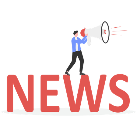 Businessman reading world news online  Illustration