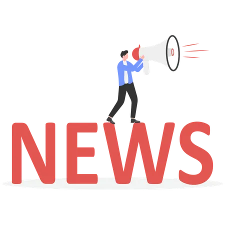 Businessman reading world news online  Illustration