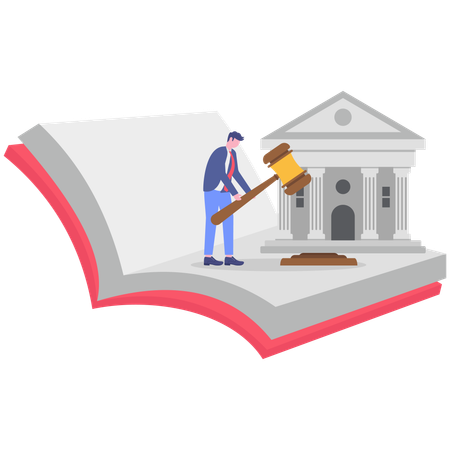 Businessman reads court legal book  Illustration