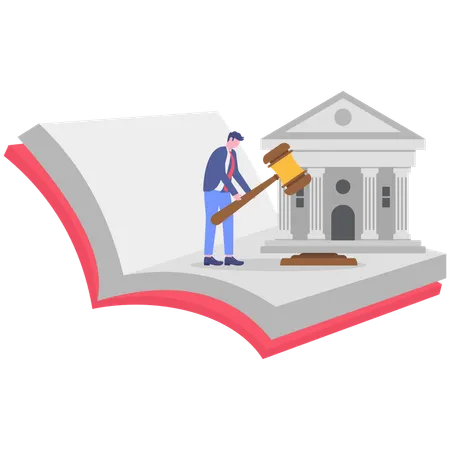 Businessman reads court legal book  Illustration