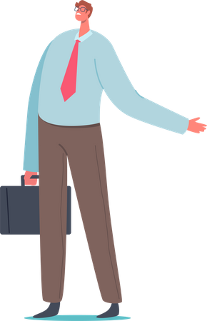 Businessman ready for office pointing finger Illustration