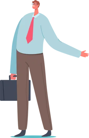 Businessman ready for office pointing finger  Illustration