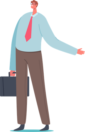 Businessman ready for office pointing finger  イラスト