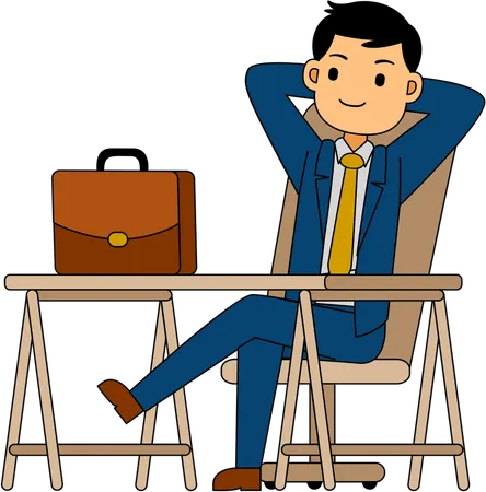 Businessman realaxing in office  Illustration
