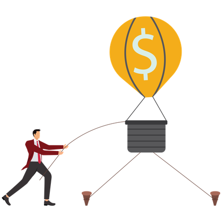 Businessman Rebalancing Finance Amid Inflation  Illustration